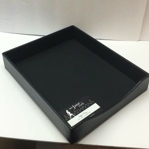 See Jane Work Black Faux Leather Paper Tray